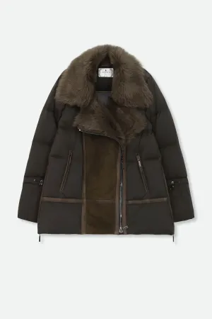 TOSCANA SHEARLING & GOOSE DOWN ITALIAN COAT