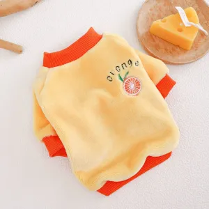 Warm Fleece Pet Clothes: Cute Fruit Print Coat for Small Medium Dog Cat - Teddy French Bulldog Chihuahua Winter Outfit