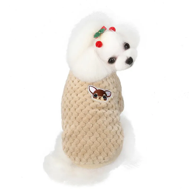 Warm Fleece Pet Clothes: Cute Fruit Print Coat for Small Medium Dog Cat - Teddy French Bulldog Chihuahua Winter Outfit