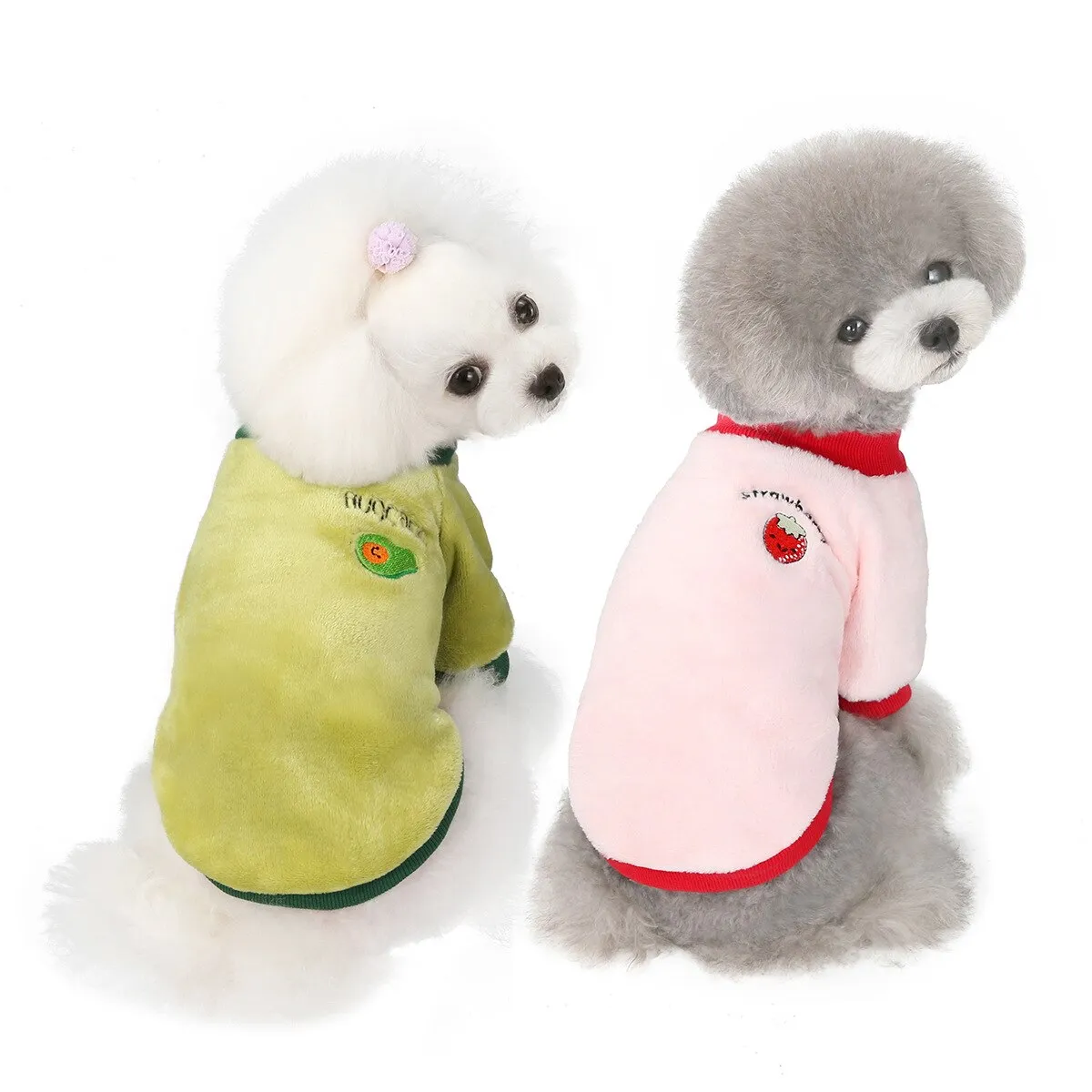 Warm Fleece Pet Clothes: Cute Fruit Print Coat for Small Medium Dog Cat - Teddy French Bulldog Chihuahua Winter Outfit