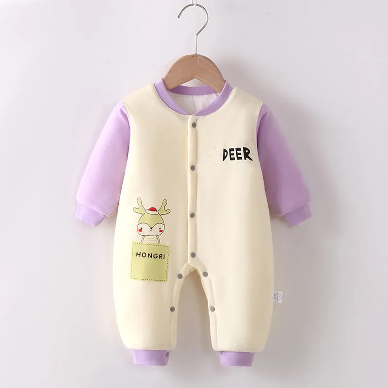 Winter cotton unisex baby comfort cartoon thickened warm one-piece padded jacket