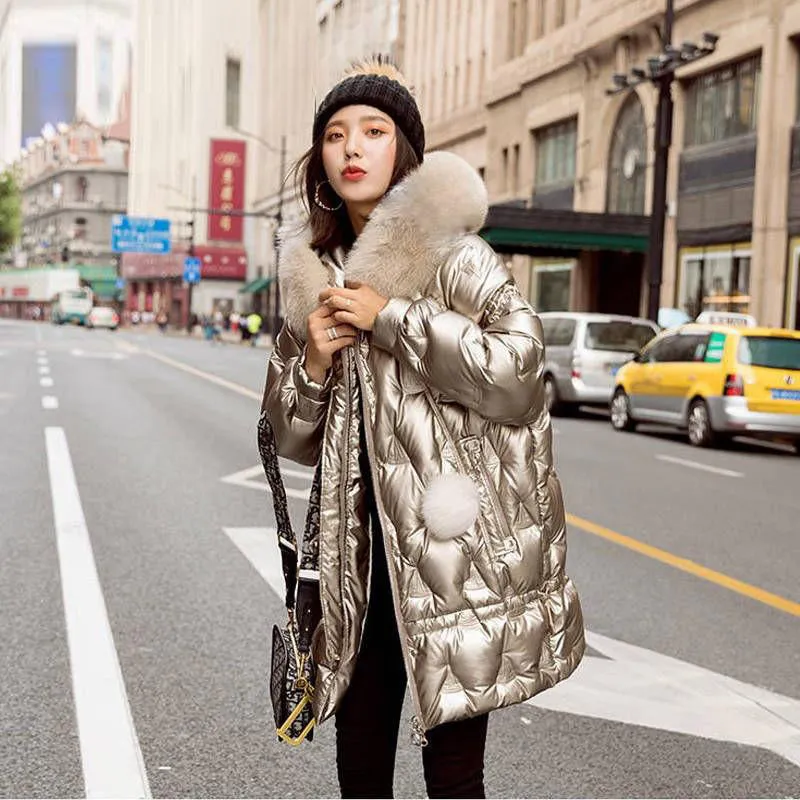 Winter Long Hooded Shiny Jacket Womens Winter Jackets