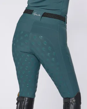 WINTER Thermal Emerald Riding Leggings / Tights with Phone Pockets - WATER RESISTANT