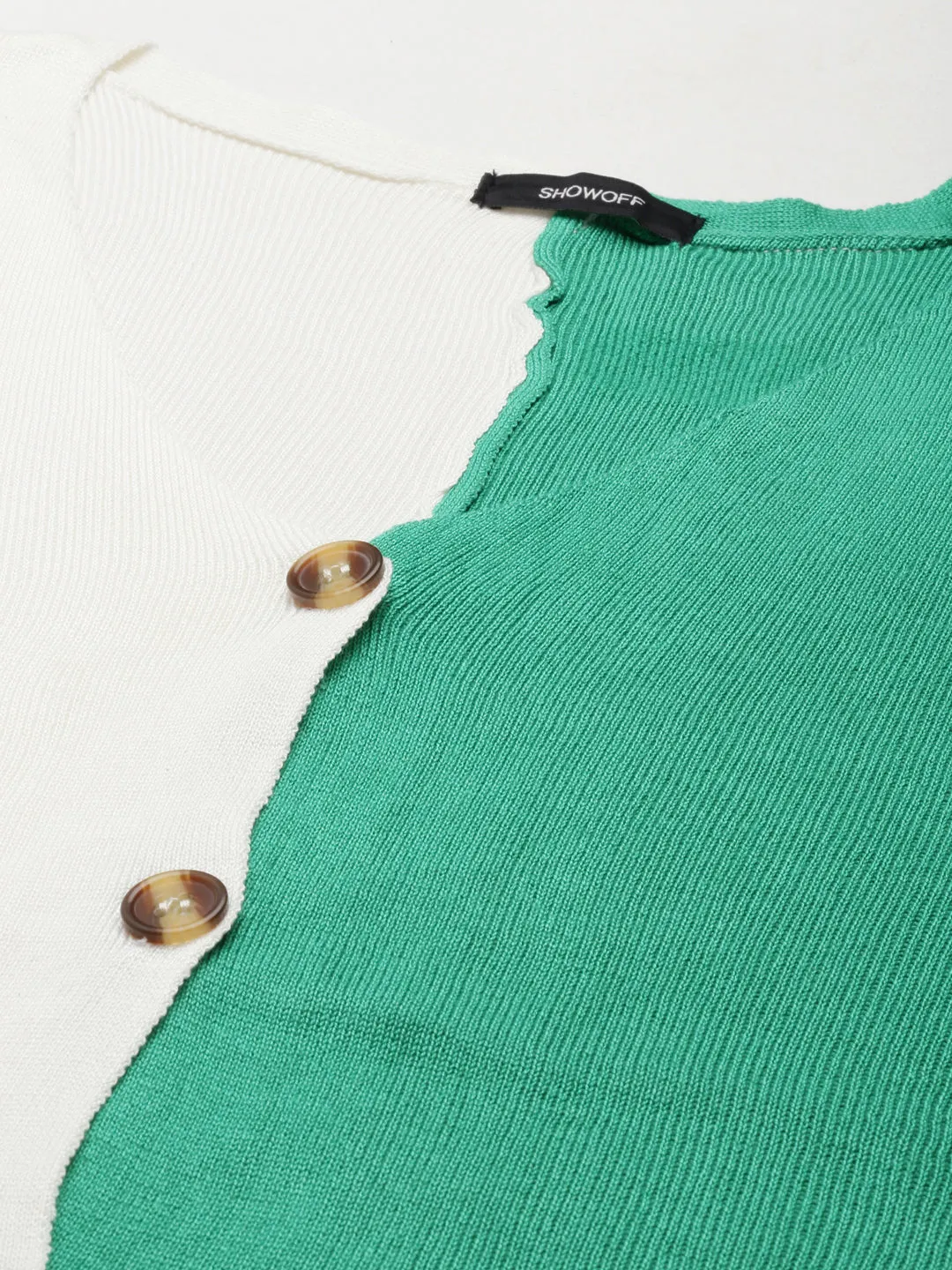 Women Green Colourblock Top