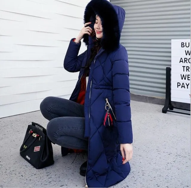 Women Winter Jackets And Coats 2018 Casual Long Sleeve Big Fur Collar Down Coat Female Loose Warm Hooded Parkas Plus Size 2XL