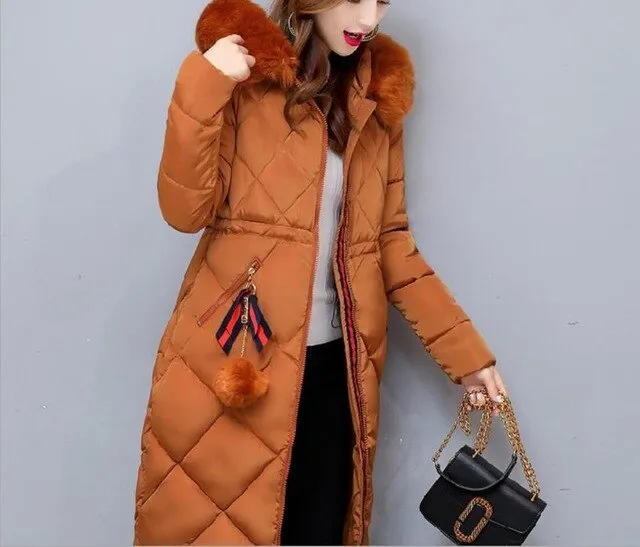 Women Winter Jackets And Coats 2018 Casual Long Sleeve Big Fur Collar Down Coat Female Loose Warm Hooded Parkas Plus Size 2XL