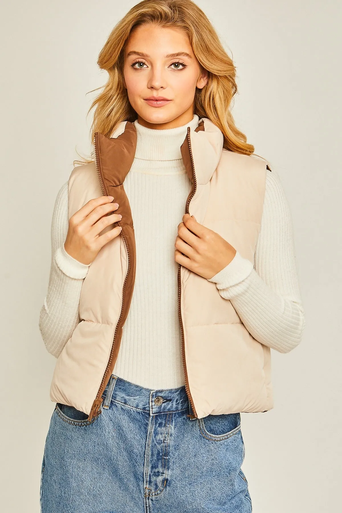 Woven Reversible Vest - Cocoa