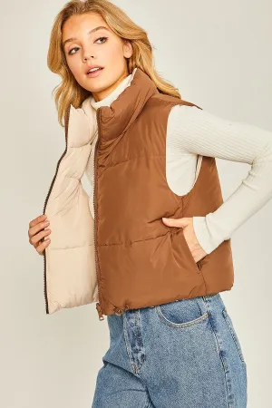 Woven Reversible Vest - Cocoa